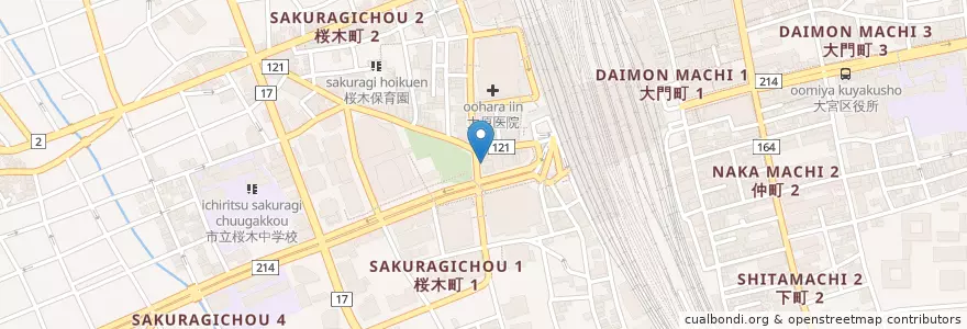 Mapa de ubicacion de HUB en 日本, 埼玉県, さいたま市, 大宮区.