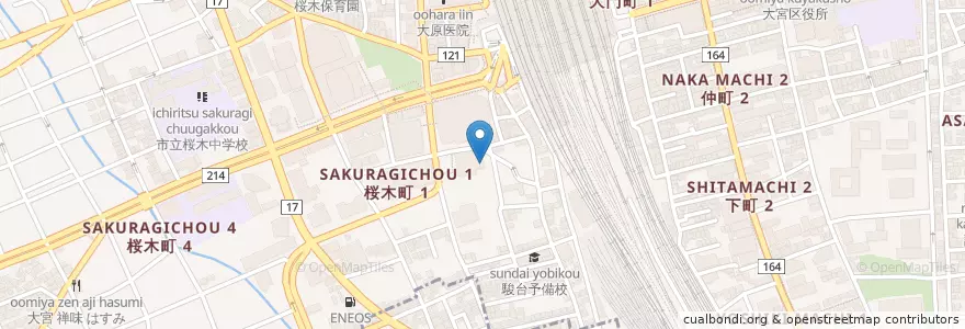 Mapa de ubicacion de ピッコロカフェ en 日本, 埼玉県, さいたま市, 大宮区.