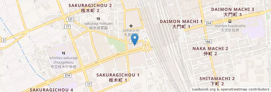 Mapa de ubicacion de パチンコことぶき en 日本, 埼玉県, さいたま市, 大宮区.