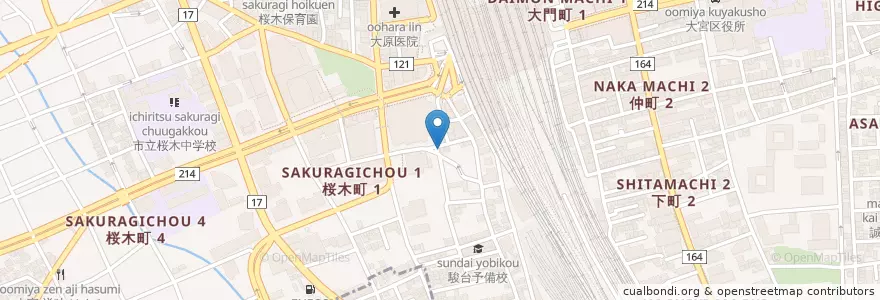 Mapa de ubicacion de オオミヤコーヒーロースターズ en Japón, Prefectura De Saitama, Saitama, Omiya.