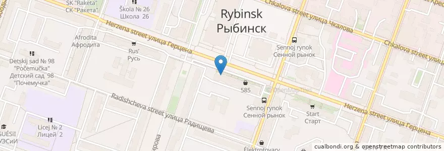 Mapa de ubicacion de Почта Банк en Russia, Distretto Federale Centrale, Oblast' Di Jaroslavl', Рыбинский Район, Городской Округ Рыбинск.