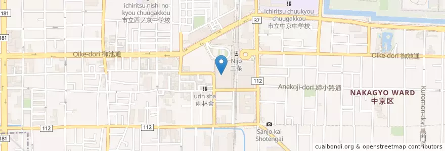 Mapa de ubicacion de TOHOシネマズ二条 (TOHO theatre Nijo) en ژاپن, 京都府, 京都市, 中京区.