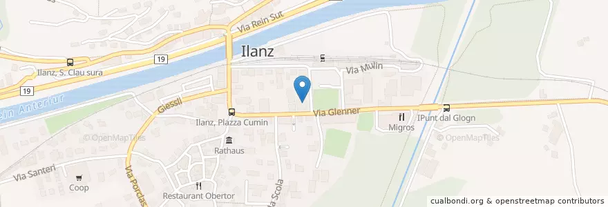 Mapa de ubicacion de Odeon en Suisse, Grisons, Surselva, Ilanz/Glion.