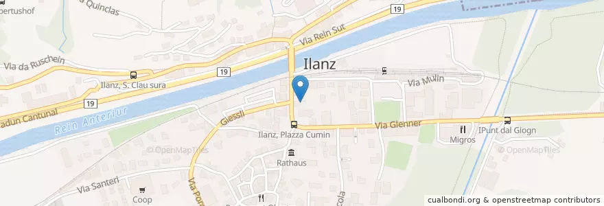 Mapa de ubicacion de Cinema Sil Plaz en Suiza, Grisones, Surselva, Ilanz/Glion.