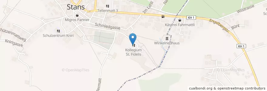 Mapa de ubicacion de Kollegium St. Fidelis en スイス, Nidwalden, Stans.