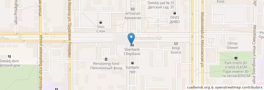 Mapa de ubicacion de Сбербанк en Rusia, Центральный Федеральный Округ, Тульская Область, Городской Округ Новомосковск.