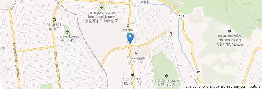 Mapa de ubicacion de すき家 en Jepun, 神奈川県, 横浜市, 青葉区.