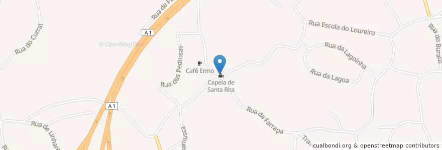 Mapa de ubicacion de Capela de Santa Rita en ポルトガル, ノルテ, Área Metropolitana Do Porto, Porto, Vila Nova De Gaia, Grijó E Sermonde.