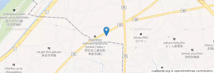 Mapa de ubicacion de 맥도날드 en 일본, 오사카부, 寝屋川市.