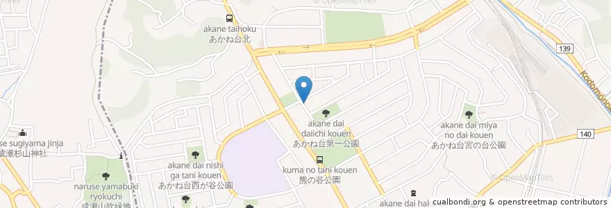 Mapa de ubicacion de あかね台歯科医院 en 일본, 가나가와현, 요코하마시, 青葉区.