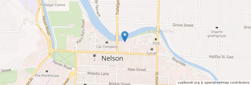 Mapa de ubicacion de Riverside Kitchen en Nueva Zelanda, Nelson.
