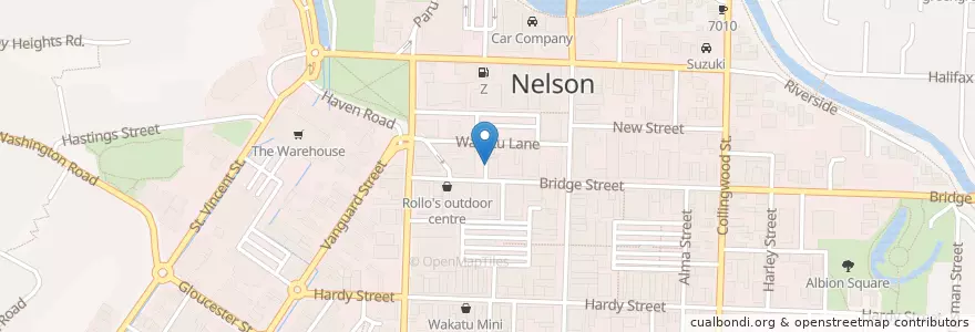 Mapa de ubicacion de Nelson Travel Centre en Nova Zelândia, Nelson.