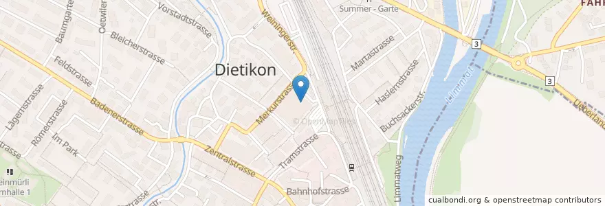 Mapa de ubicacion de Post Dietikon Bahnhof en Suiza, Zúrich, Bezirk Dietikon, Dietikon.
