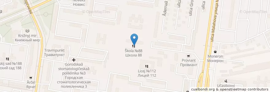 Mapa de ubicacion de Школа №88 en ロシア, シベリア連邦管区, アルタイ地方, バルナウル管区.