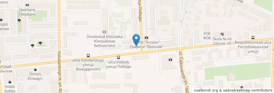 Mapa de ubicacion de Кофейный салон "ПроКофей" en Russia, Central Federal District, Yaroslavl Oblast, Yaroslavsky District, Yaroslavl.