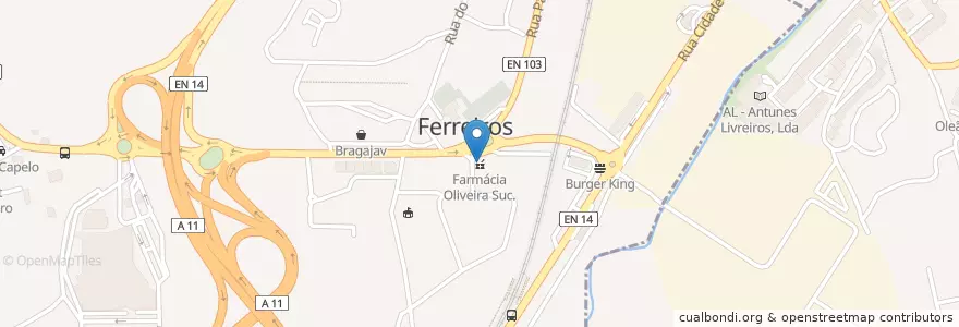 Mapa de ubicacion de Farmácia Oliveira en Portugal, Norte, Braga, Cávado, Braga, Ferreiros E Gondizalves.