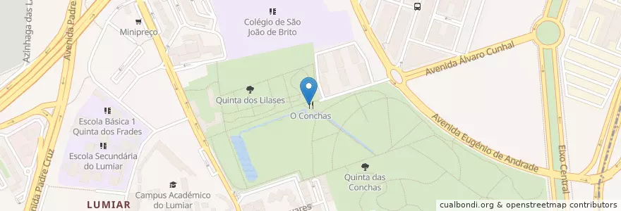 Mapa de ubicacion de O Conchas en Portugal, Área Metropolitana De Lisboa, Lisboa, Grande Lisboa, Lisboa, Lumiar.