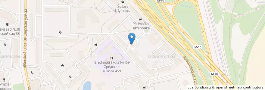 Mapa de ubicacion de Участковый пункт полиции №9 en Russie, District Fédéral Du Nord-Ouest, Oblast De Léningrad, Saint-Pétersbourg, Пушкинский Район, Шушары.