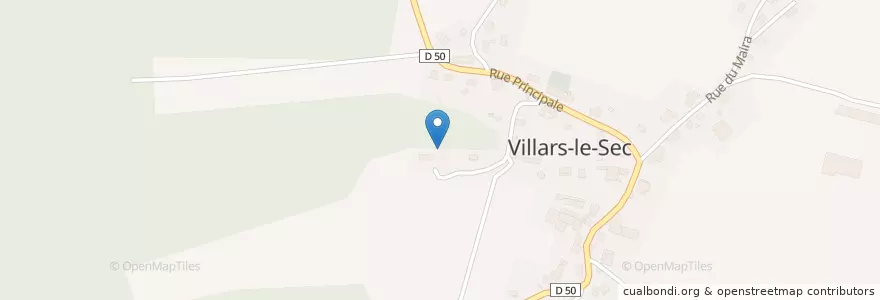 Mapa de ubicacion de Villars-le-Sec en Frankreich, Villars-Le-Sec, Metropolitanes Frankreich, Burgund Und Freigrafschaft, Territoire-De-Belfort, Belfort, Villars-Le-Sec.