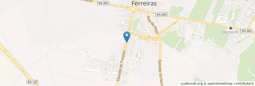 Mapa de ubicacion de Farmácia Ferreiras en البرتغال, الغرب, الغرب, فارو, البحيرة, Ferreiras.