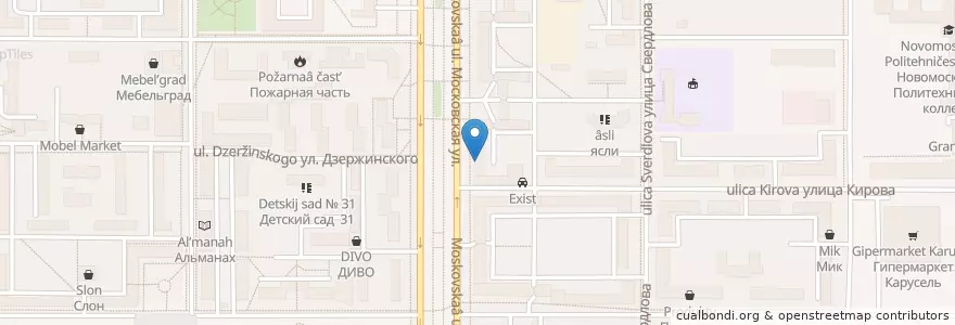 Mapa de ubicacion de Аптека №115 en Rússia, Distrito Federal Central, Тульская Область, Городской Округ Новомосковск.