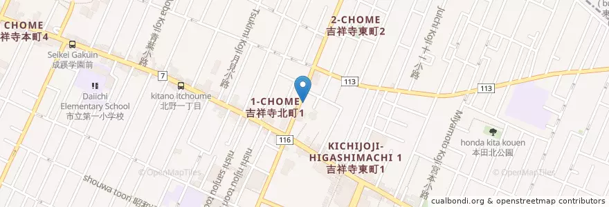 Mapa de ubicacion de Bambina en Japan, 東京都, 武蔵野市.