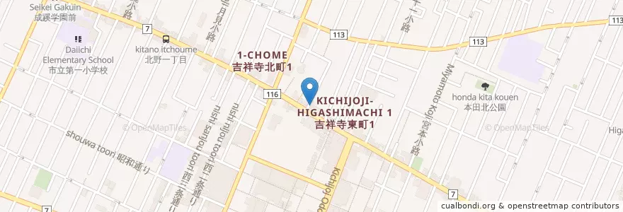 Mapa de ubicacion de サザン調剤薬局 en Japonya, 東京都, 武蔵野市.