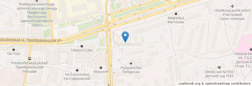 Mapa de ubicacion de Отделение связи №107061 en Rússia, Distrito Federal Central, Москва, Восточный Административный Округ, Район Преображенское.