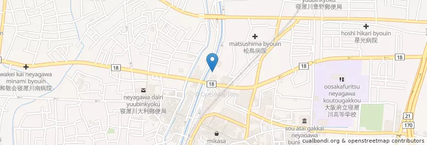 Mapa de ubicacion de 桜無庵 en Giappone, Prefettura Di Osaka, 寝屋川市.