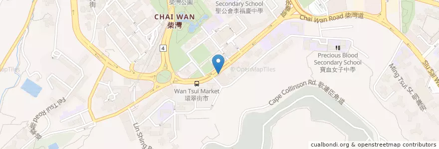 Mapa de ubicacion de 柴灣街市 Chai Wan Market en Chine, Guangdong, Hong Kong, Île De Hong Kong, Nouveaux Territoires, 東區 Eastern District.