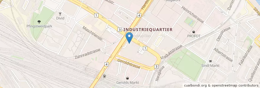 Mapa de ubicacion de ZKB Automatenbank en スイス, チューリッヒ, Bezirk Zürich, Zürich.