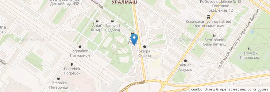 Mapa de ubicacion de Pizza Mia en Russie, District Fédéral De L'Oural, Oblast De Sverdlovsk, Городской Округ Екатеринбург.