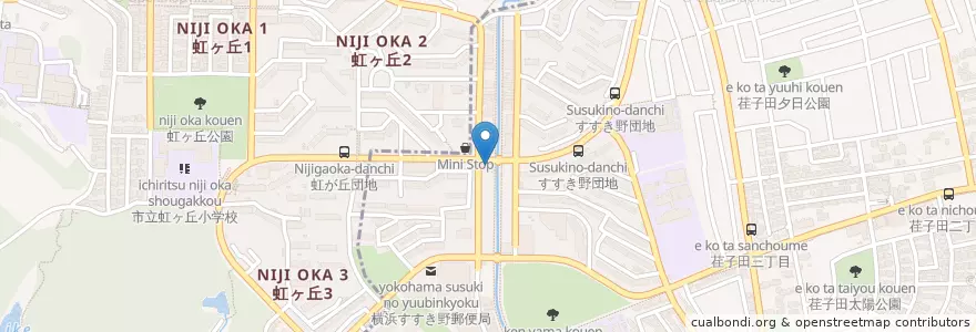 Mapa de ubicacion de ラーメン 一 en Japan, Kanagawa Prefecture, Yokohama, Aoba Ward.