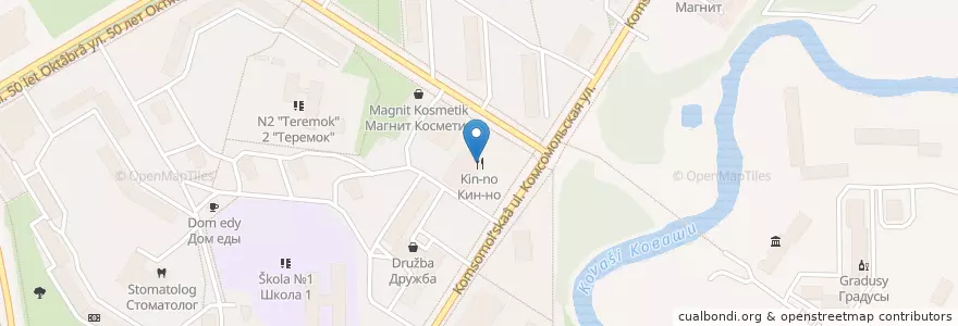 Mapa de ubicacion de Кин-но en Rusland, Северо-Западный Федеральный Округ, Oblast Leningrad, Сосновоборский Городской Округ, Ломоносовский Район.