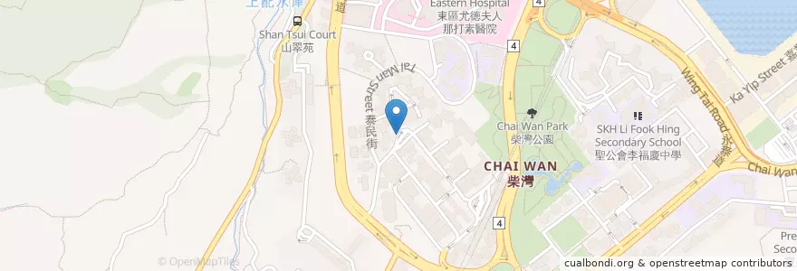 Mapa de ubicacion de 康翠臺 Greenwood Terrace en Cina, Guangdong, Hong Kong, Hong Kong, Nuovi Territori, 東區 Eastern District.