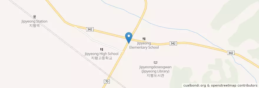Mapa de ubicacion de 지평농협 en 대한민국, 경기도, 양평군.