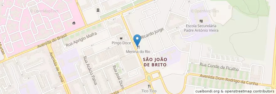 Mapa de ubicacion de Menina do Rio en Portugal, Metropolregion Lissabon, Lissabon, Großraum Lissabon, Lissabon, Alvalade.