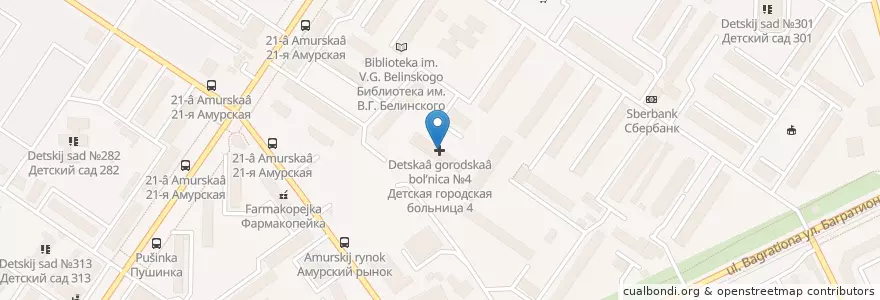 Mapa de ubicacion de Детская городская больница №4 en Russie, District Fédéral Sibérien, Oblast D'Omsk, Омский Район, Городской Округ Омск.