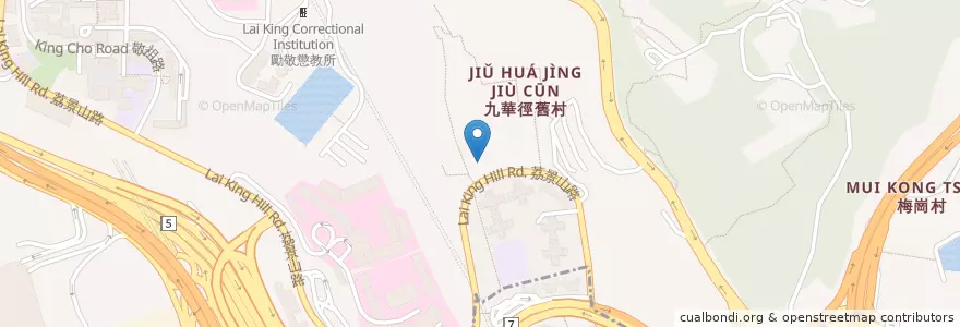 Mapa de ubicacion de 九華徑停車場 Kau Wa Keng BBQ Car Park en China, Guangdong, Hongkong, New Territories, 葵青區 Kwai Tsing District.