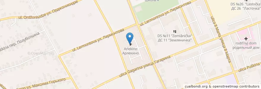 Mapa de ubicacion de Арлекино en 俄罗斯/俄羅斯, Центральный Федеральный Округ, 布良斯克州, Клинцовский Район, Городской Округ Клинцы.