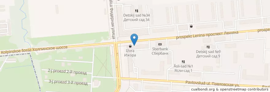 Mapa de ubicacion de Фармакор en Russia, Северо-Западный Федеральный Округ, Oblast' Di Leningrado, San Pietroburgo, Колпинский Район, Колпино.