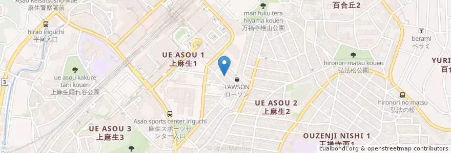 Mapa de ubicacion de 横浜銀行 en 일본, 가나가와현, 川崎市, 아사오 구.