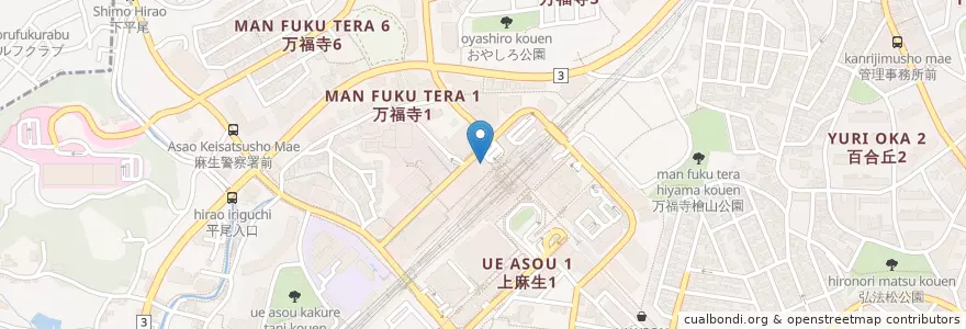 Mapa de ubicacion de 三井住友銀行 en 일본, 가나가와현, 川崎市, 아사오 구.