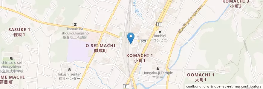 Mapa de ubicacion de 鎌倉駅東口公衆トイレ en Japan, Präfektur Kanagawa, 鎌倉市.
