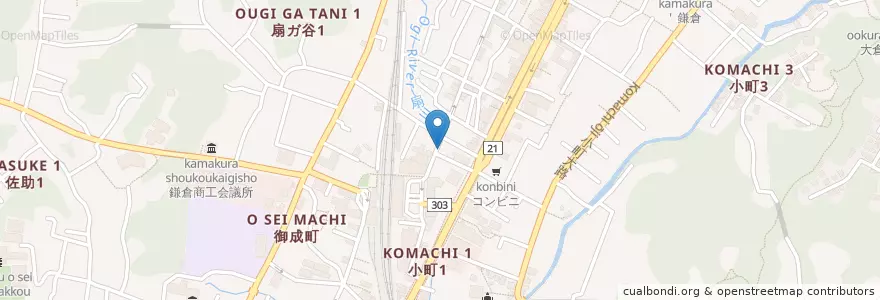 Mapa de ubicacion de 海鮮 三崎港 en Japonya, 神奈川県, 鎌倉市.