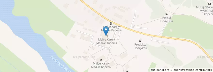 Mapa de ubicacion de Малые Карелы en ロシア, 北西連邦管区, アルハンゲリスク州, プリモルスキー地区, Уемское Сельское Поселение.