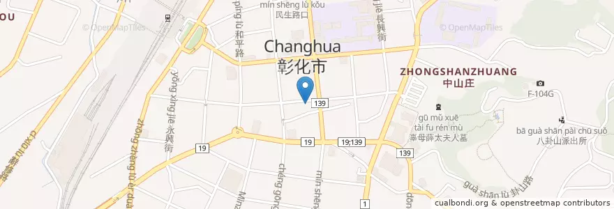 Mapa de ubicacion de 鼎王豬腳 en تايوان, مقاطعة تايوان, مقاطعة تشانغوا, 彰化市.