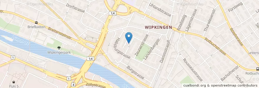 Mapa de ubicacion de Zürich Wipkingen / Leutholdstrasse en Switzerland, Zurich, District Zurich, Zurich.