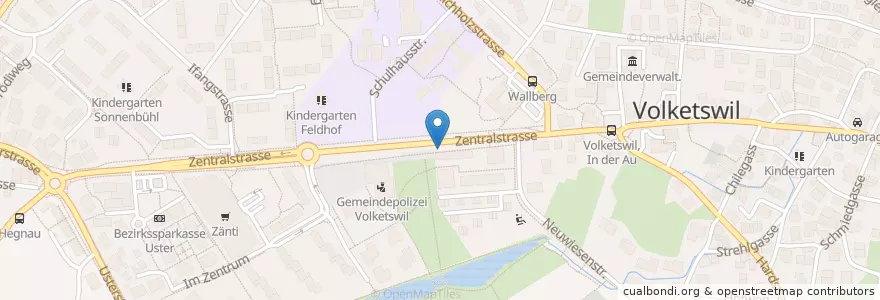 Mapa de ubicacion de Volketswil Wallberg en Suíça, Zurique, Bezirk Uster, Volketswil.