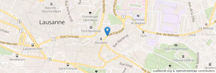Mapa de ubicacion de Lausanne Caroline en Suíça, Vaud, District De Lausanne, Lausanne.
